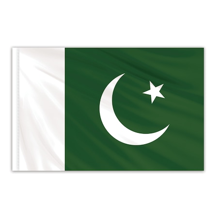 Pakistan Indoor Nylon Flag 5'x8' With Gold Fringe